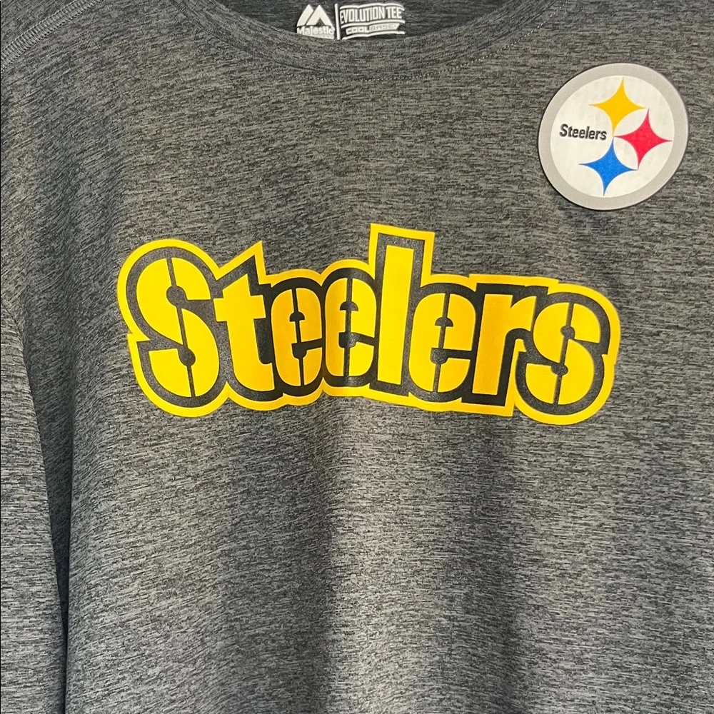 Steelers Majestic Evolution Long Sleeve Tee in Charcoal - Size Large - Picture 3 of 5